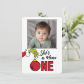 Grinch Sie ist ein Gemeiner 1. Geburtstag Dankeskarte (Stehend Vorderseite)
