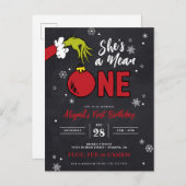 Grinch Sie ist ein Gemeiner 1. Geburtstag Postkarte (Vorne/Hinten)