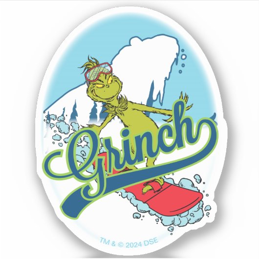 Grinch Snowboarding Aufkleber (Vorderseite)