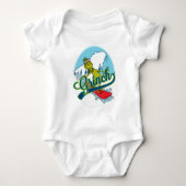 Grinch Snowboarding Baby Strampler (Vorderseite)