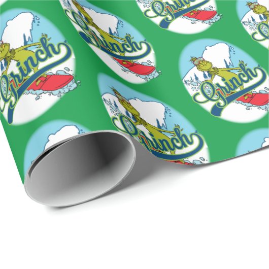 Grinch Snowboarding Geschenkpapier (Rolleneckpunkt)