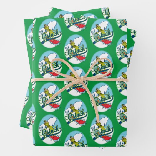 Grinch Snowboarding Geschenkpapier Set (Beispiel)