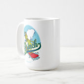 Grinch Snowboarding Kaffeetasse (Vorderseite Links)