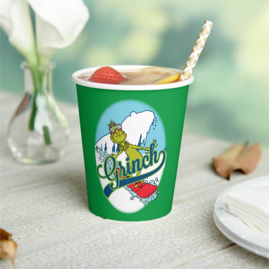 Grinch Snowboarding Pappbecher (In Situ)