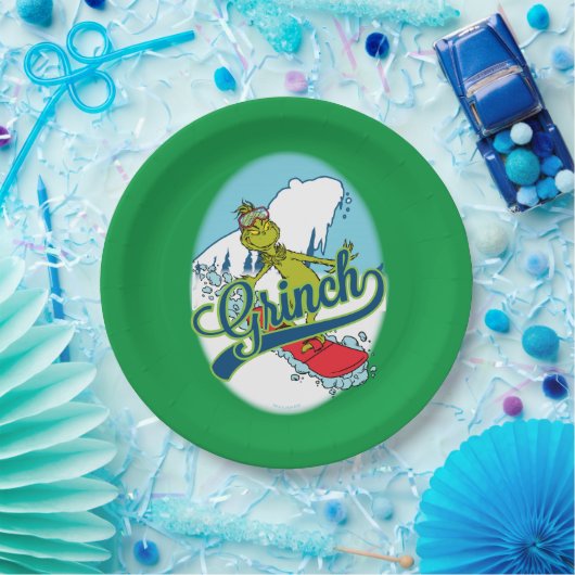 Grinch Snowboarding Pappteller (Party)