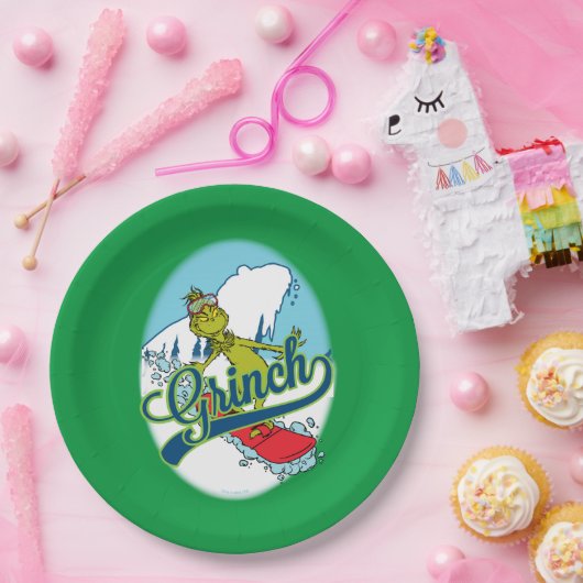 Grinch Snowboarding Pappteller (Party)