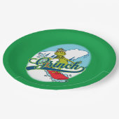 Grinch Snowboarding Pappteller (Schrägansicht)