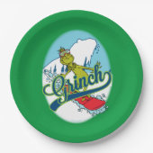 Grinch Snowboarding Pappteller (Vorderseite)
