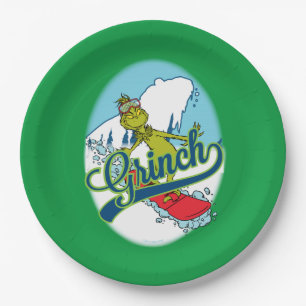 Grinch Snowboarding Pappteller