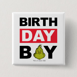Grinch Snowflake Birthday Boy Button