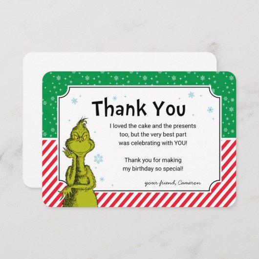 Grinch Snowflake Geburtstag Danke (Vorne/Hinten)