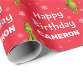 Grinch Snowflake Geburtstag Geschenkpapier (Rolleneckpunkt)