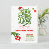 Grinch Style Christmas Party Save the Date (Stehend Vorderseite)