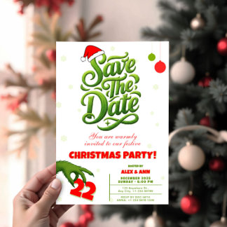 Grinch Style Christmas Party Save the Date Einladung