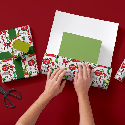 Grinch Unartig oder Nett Muster Geschenkpapier