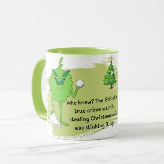 Grinch Vibes Coffee Tasse - Perfekt spielende Sips (Vorderseite Links)