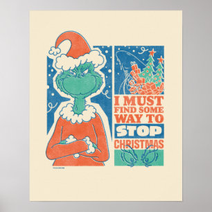 Grinch Weihnachten stoppen Vintage-Grafik Poster