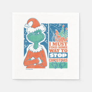 Grinch Weihnachten stoppen Vintage-Grafik Serviette