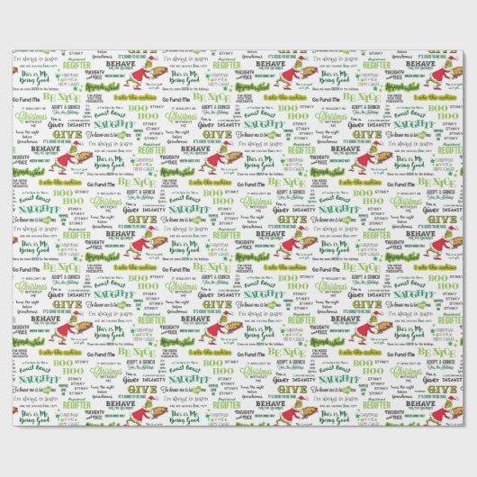 Grinch Zitatmuster Geschenkpapier (Flach)