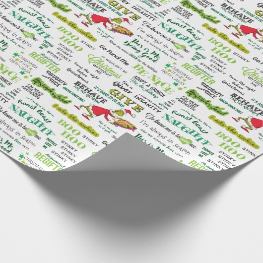 Grinch Zitatmuster Geschenkpapier (Ecke)