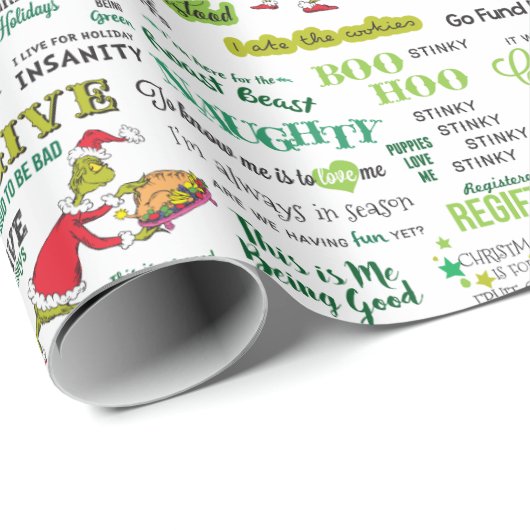 Grinch Zitatmuster Geschenkpapier (Rolleneckpunkt)
