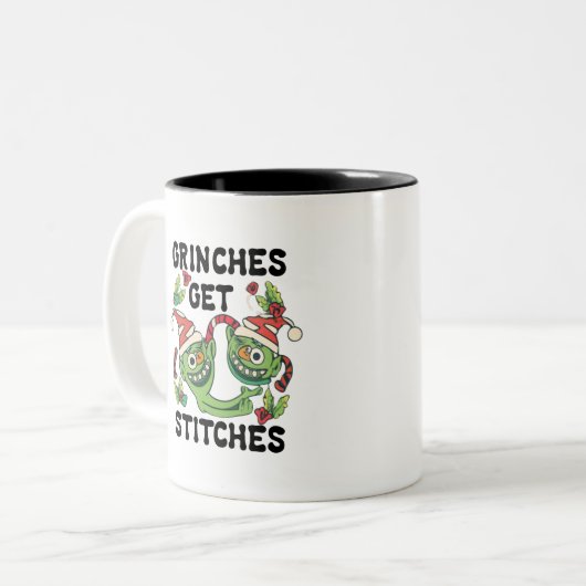 Grinches erhalten Stitches für Weihnachten Grafik  Zweifarbige Tasse (Vorderseite Links)