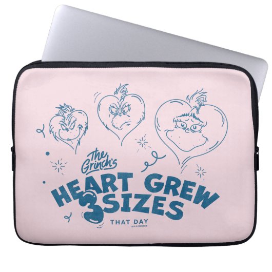 Grinch's Heart wuchs um 3 Größen Laptopschutzhülle (Vorderseite)