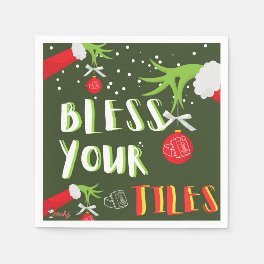 GRINCHY Mahjong Bless Your Tiles Napkins Serviette (Vorderseite)