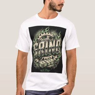 GRIND Chrom-Buchstaben Flammen Cash Gang Gathering T-Shirt