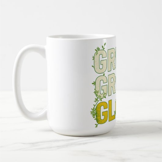 GRIND.GROW.GLOW.—Inspirational Botanical Typograph Kaffeetasse (Links)