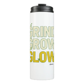 GRIND.GROW.GLOW.—Inspirational Botanical Typograph Thermosbecher