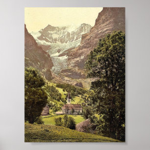 Grindelwald, Kirche und Eiger Berg, Bernese Ob Poster