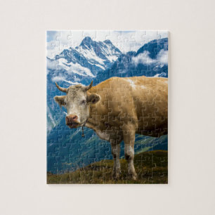 Grindelwald Kuh - Bernese Alpen - die Schweiz Puzzle