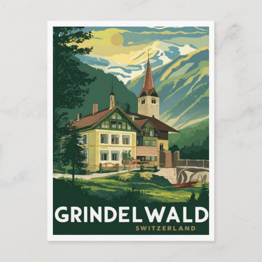 Grindelwald Schweiz Alpen Vintag Postkarte (Vorderseite)
