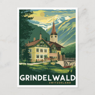 Grindelwald Schweiz Alpen Vintage Postkarte