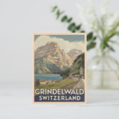 Grindelwald Schweiz Alps Retro Postkarte (Stehend Vorderseite)