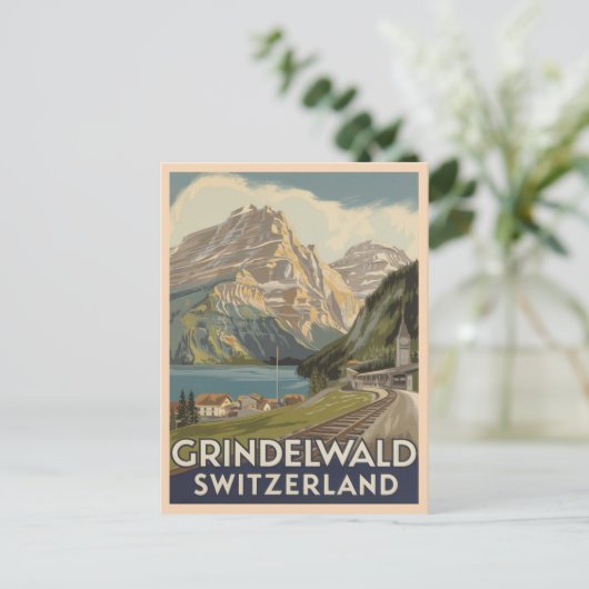 Grindelwald Schweiz Alps Retro Postkarte (Stehend Vorderseite)