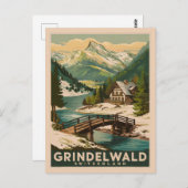Grindelwald Schweiz Alps Retro Postkarte (Vorne/Hinten)