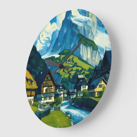 Grindelwald Schweiz Art Große Wanduhr (Winkel)