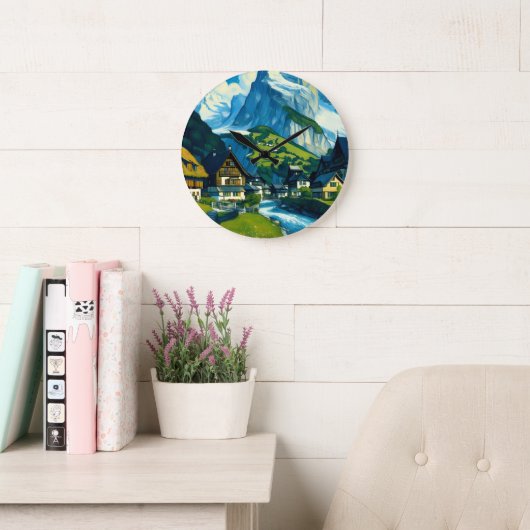 Grindelwald Schweiz Art Große Wanduhr (Lesesaal)