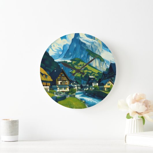 Grindelwald Schweiz Art Große Wanduhr (Zuhause)