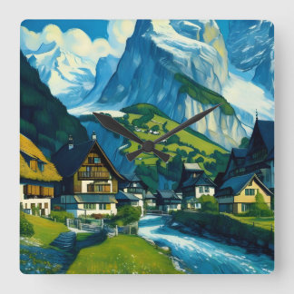 Grindelwald Schweiz Art Quadratische Wanduhr