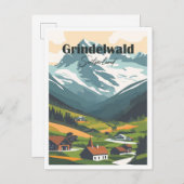 Grindelwald Schweiz Kunstwerk Reisen Postkarte (Vorne/Hinten)