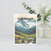 Grindelwald Schweiz Kunstwerk Reisen Postkarte (Stehend Vorderseite)