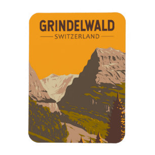 Grindelwald Schweiz Reise Kunst Vintage Magnet