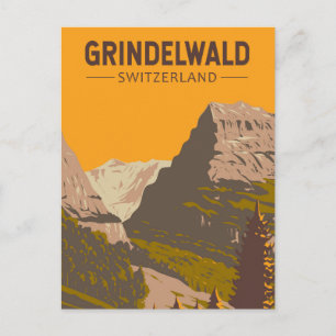 Grindelwald Schweiz Reise Kunst Vintage Postkarte