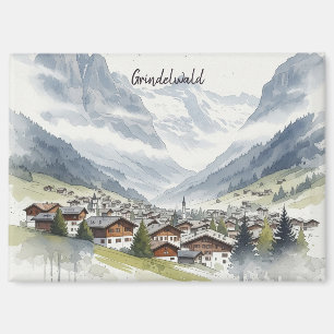 Grindelwald Schweiz Reisen Aquarell Magnet