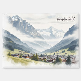 Grindelwald Schweiz Reisen Aquarell Magnet