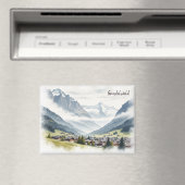 Grindelwald Schweiz Reisen Aquarell Magnet (In Situ (Geschirrspüler))