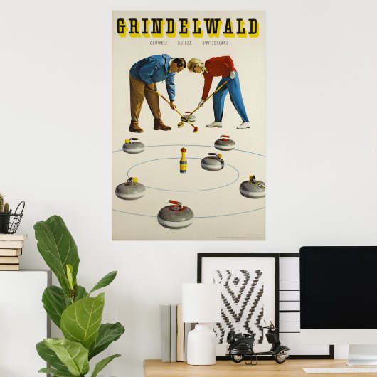 Grindelwald, Schweiz, Reiseplakat Poster (Heimbüro)